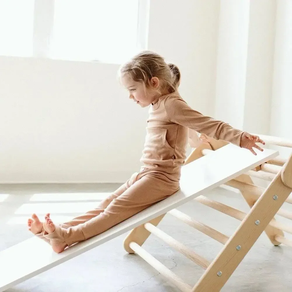 Goumi Kids Bamboo All Day Jogger Set Loungewear Pajamas Long Sleeve Pale Pink 4T